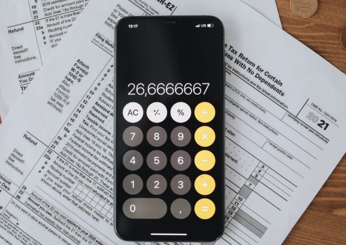 Mobile calculator app on tax documents