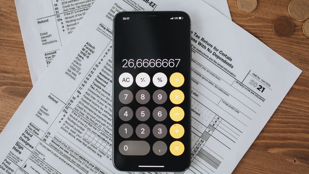 Mobile calculator app on tax documents